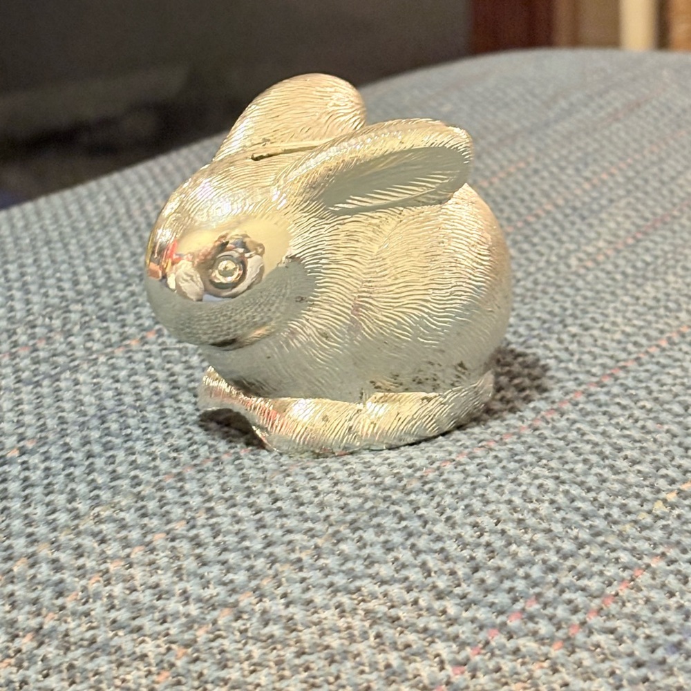 Godinger Silver Bunny Rabbit Coin Bank Made In Japan - Picture 3 of 9